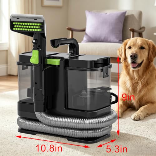 18Kpa Carpet Cleaner Machine, Portable Carpet and Upholstery Cleaning Machine, Deep Cleaning for Rugs, Couch, Car Interiors Stains, Pet & Family Friendly, 120V (GREEN) - color: GREEN