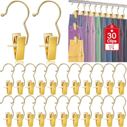 30 Pack Gold Hangers for Closet, Clips Hangers with Hooks, Clothes Pin - color: Gold, size: 30pcs