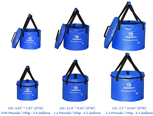 Freegrace Collapsible Water Bucket with Lid 16L Portable Camping Wash Basin - color: Navy Blue, size: 16L
