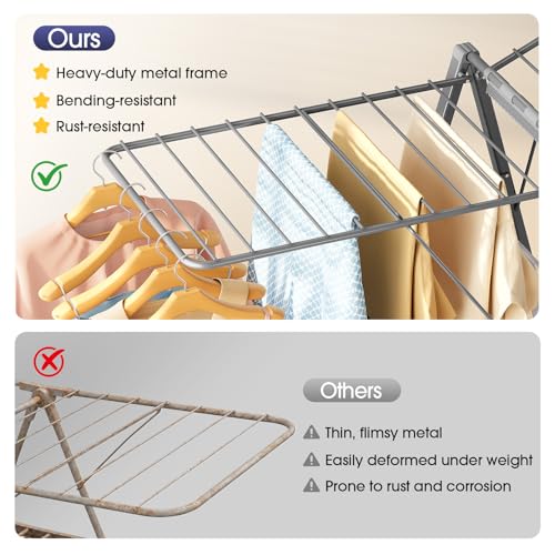 APEXCHASER Clothes Drying Rack, 67.7" L Height Adjustable, Foldable, Grey - color: Gray