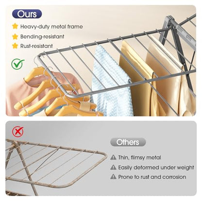 APEXCHASER Clothes Drying Rack, 67.7" L Height Adjustable, Foldable, Grey - color: Gray