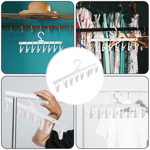 BESTYASH Foldable Windproof Clips Socks Clips Multi-Purpose Hanger with 8 Clips for Socks Underwear Hat Storage Laundry Drying Rack Closet Organization