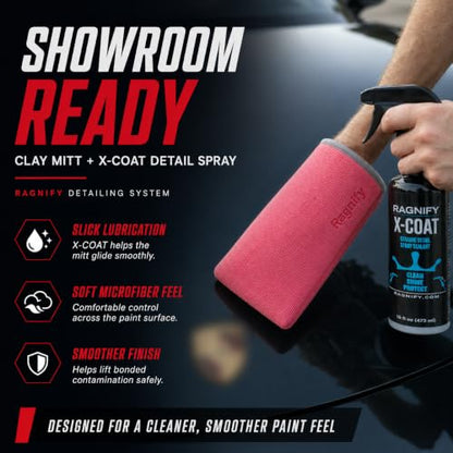 Ragnify Pack of 2 Clay Mitt Auto Detailing Medium Grade Clay Bar Alternative Mitt for Flawless Removal of Surface Bonded Micro Contaminant (Red) - color: Red