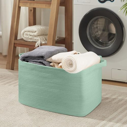 OIASKET 95L Extra Large Blanket Basket, 24" x 16.9" x 14.2" Woven Basket - color: Green, size: 24"x16.9"x14.2"