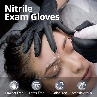 SwiftGrip Disposable Nitrile Exam Gloves, Black Nitrile Gloves Disposable Latex Free for Medical, Cooking & Esthetician - color: 02 Black (M, 100ct)