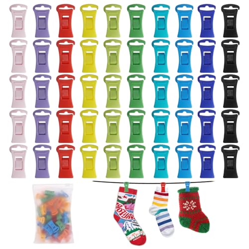 100 Non Slip Sock Clips, with Drawstring Bag and Clothesline