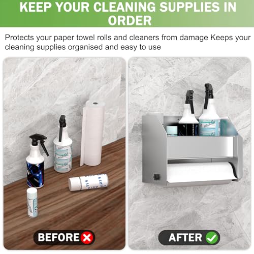 woiron Aluminum Hand Cleaning Station Organizer Bracket (Silver) - color: Silver