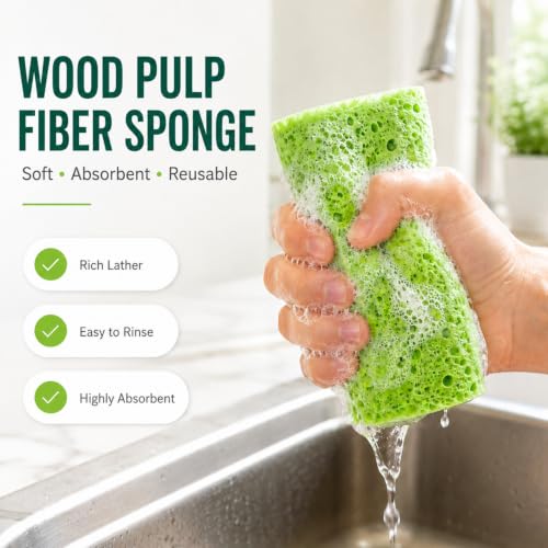 Kitchen Sponges Compressed Cellulose Sponge, Non Scratch Natural Dish Sponge for Kitchen Cleaning Sponges for Dishes Bathroom Cars Pop-up Cleaning Sponge,16 PCS - color: Multicolor 16 Pack