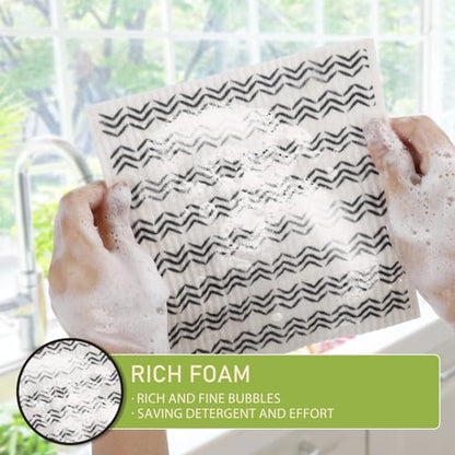 Swedish Dishcloths for Kitchen Reusable 6 Pack Kitchen Towels No Odor Quick-Drying Reusable Paper Towels Reusable Paper Towels Washable for Countertop Sink Kitchen - color: Hand Drawn