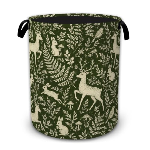 Christmas Woodland Deer Large Laundry Hamper, Collapsible Oxford Clothes Basket with Handles, Freestanding Dirty Clothes Organizer for Bedroom Bathroom Dorm Laundry Room, 16 x 20.8 Inch - color: Christmas Woodland Deer
