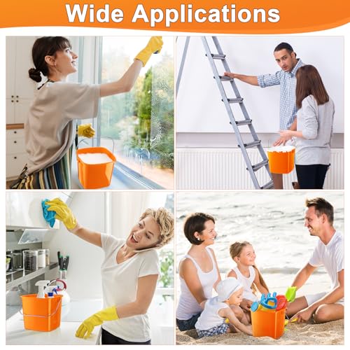 Zhehao 6 Pcs 3 Quart Small Sanitizer Cleaning Bucket, Orange - color: Orange