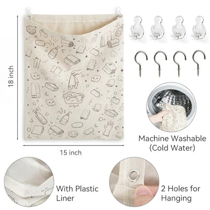 Reusable Dirty Rag Bag with Plastic Liner for Under Sink Cabinet Door