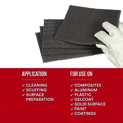 Scotch-Brite Ultra Fine Grade 7448 Hand Pad, Pack of 3, 6 in x 9 in Hand Pads, Nonwoven Silicon Carbide, Surface Preparation, Scuffing, and Cleaning, Gray