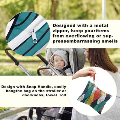 2 Pcs Wave Print Wet Bags, Wet Dry Bag Reusable for Swimsuit Makeup Bag - color: Multicolor 1489
