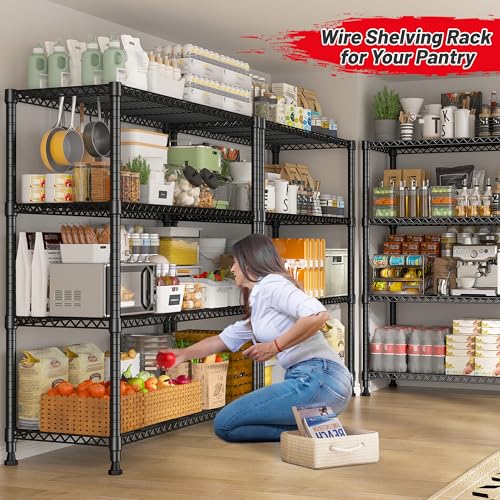 REIBII 35.5"W 4-Tier Wire Shelving, 800 lbs, Adjustable, for kitchen pantry - size: 4 Tier-14"D x 35.5"W x 59"H