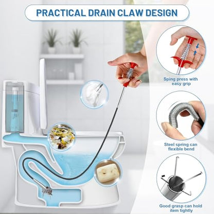 33-Inch Drain Snake, Flexible 4-Claw Sink Hair Removal Tool