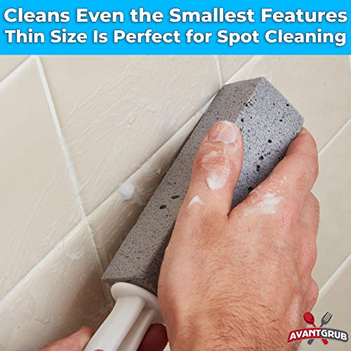 Non-Toxic, Chemical-Free Grey Pumice Scrubber 2 Pk with Handle. Perfect Reusable Cleaning Block for Kitchen, Cookware, Grills, BBQs and Bathrooms. Best Cleaner for Rust Stains, Carbon, or Calcium - size: 1 Count (Pack of 2)