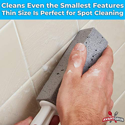 Non-Toxic, Chemical-Free Grey Pumice Scrubber 2 Pk with Handle. Perfect Reusable Cleaning Block for Kitchen, Cookware, Grills, BBQs and Bathrooms. Best Cleaner for Rust Stains, Carbon, or Calcium - size: 1 Count (Pack of 2)