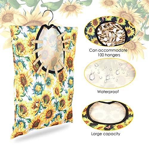 2 Pcs Sunflower Clothes Pin Bag Clothespin Bag Holder Clothespin Holder 15 X 11 Inch Clothes Pin Hanging Bag Clothespin Bag for Clothesline Outdoor Outside Wardrobe and Laundry Room - color: Sunflower