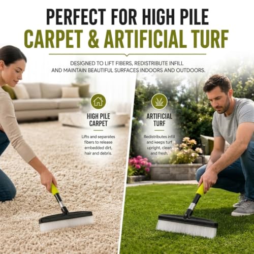 Small Room Groom Carpet Rake, 11" Handle, Portable Carpet Brush for Pet Hair, High Pile Rugs, Stairs, Furniture & Artificial Turf, Compact Groomer Tool - style: Modern