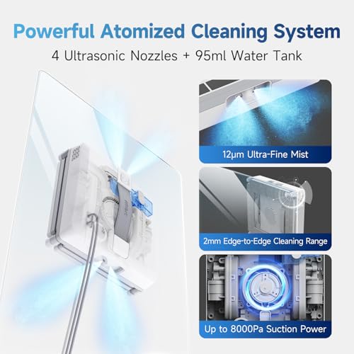 FMART W5 Compact Window Cleaning Robot with 4 Ultrasonic Water Sprays