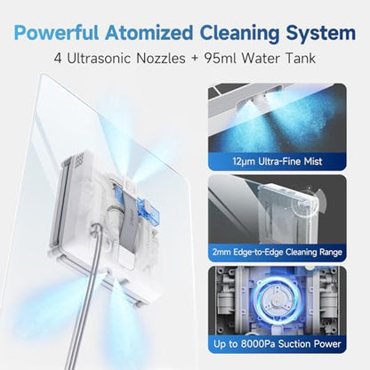 FMART W5 Compact Window Cleaning Robot with 4 Ultrasonic Water Sprays