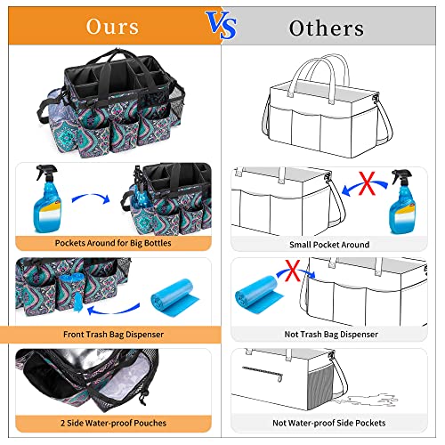 LoDrid Wearable Cleaning Caddy Bag with 4 Foldable Dividers, Totem - color: Totem