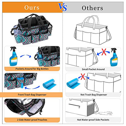 LoDrid Wearable Cleaning Caddy Bag with 4 Foldable Dividers, Totem - color: Totem