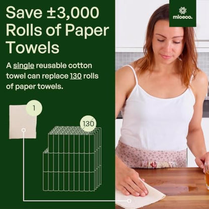mioeco 12 Pack Reusable Kitchen Paper Towels, Organic Multicolor Cloths - size: 12 Pack Olive Bloom