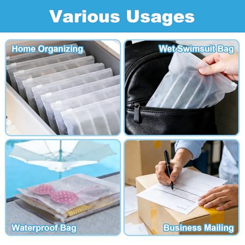 10-Pack 11x7.8" Frosted Zipper Swimsuit Bags – 3-Mil Waterproof Bikini & Swimwear Organizer with Reinforced Sides for Travel, Shipping & Storage, Packaging T Shirt. (10, 11 * 7.8 inch) - size: 11*7.8 inch