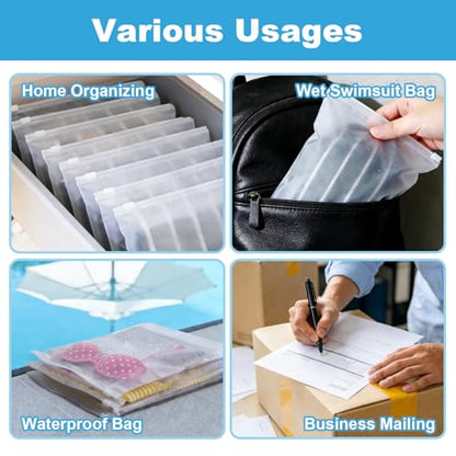 10-Pack 11x7.8" Frosted Zipper Swimsuit Bags – 3-Mil Waterproof Bikini & Swimwear Organizer with Reinforced Sides for Travel, Shipping & Storage, Packaging T Shirt. (10, 11 * 7.8 inch) - size: 11*7.8 inch