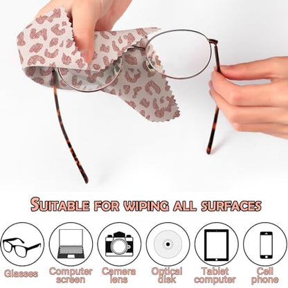 6 PCS Glasses Cleaning Cloth Eyeglass Cleaning Cloth Lens Eyeglasses Microfiber Cute Aesthetic Cloth for Unisex Women Girls Reusable Phone Screens Camera Multi-Patterns(6.3"x6.3")-Leopard - color: N1-leopard Cheetah Cow