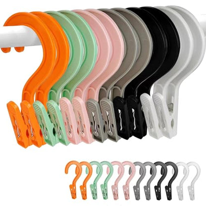 24pcs Laundry Hooks with Clips Super Strong Plastic Clothes Hangers Pins - color: Multicolor 24pcs