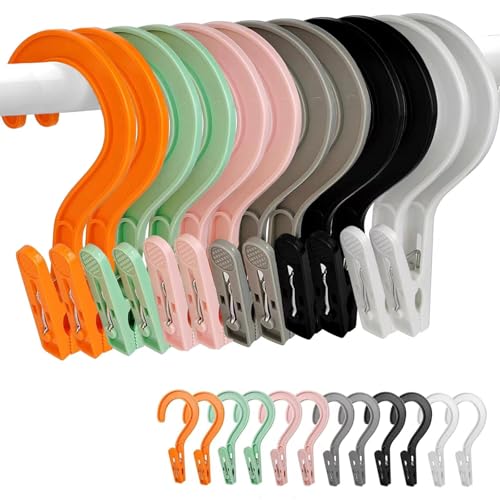 24pcs Laundry Hooks with Clips Super Strong Plastic Clothes Hangers Pins - color: Multicolor 24pcs