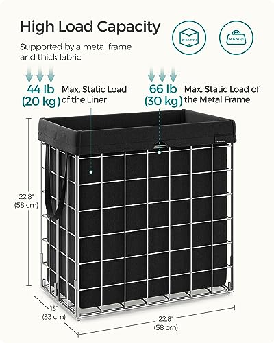 SONGMICS Laundry Hamper, Collapsible, 29 Gal. (110L) - color: Silver + Classic Black, size: 110 L