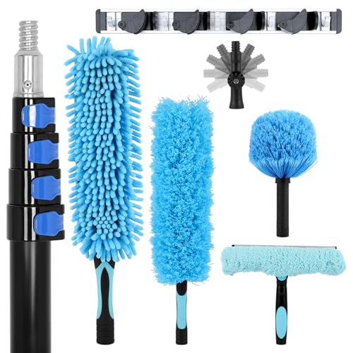 25 Foot High Reach Duster Kit for Cleaning (with 5-18ft Extension Pole) - size: 18FT