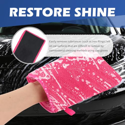 2PCS Car Clay Mitt Auto Detailing,Soft Clay Bar Mitt for Cleaning Car Surfaces,Anti-Scratch Clays Mitts for Cars Detailings to Replace Traditional Clays Bar Cars Accessories (Hot Pink) - color: Hot Pink/2pcs
