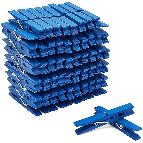 Juvale Wooden Clothes Pins - 100 Pack, Navy Blue - Mini Clothespins & Wooden Clips for Laundry, Crafts & Photo Clips - color: Navy Blue