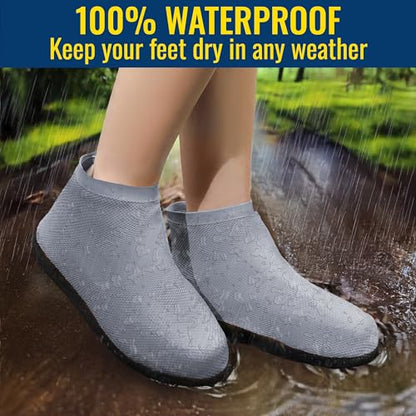 Rain Shoe Covers Waterproof Reusable Galoshes Overshoes - color: Grey, size: Medium