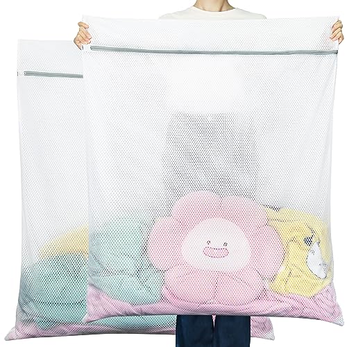 Vivifying Mesh Laundry Bags, 2 Pack XXXL Extra Large Honeycomb Laundry Bags with Zipper for Washing Machine, Coats, Stuffed Toys, Blanket, Sweater, Delicates Clothes - size: 2XXXL(35" x 43")