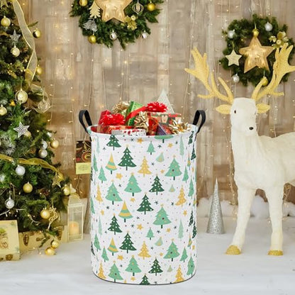 Round Collapsible Fabric Storage Basket,Laundry Hamper, Christmas tree - color: Round-Christmas tree