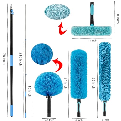 25 Foot High Ceiling Fan, Cobweb Duster with 6-18ft Extension Pole - size: 18ft