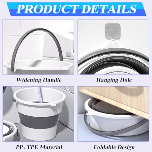 Collapsible Bucket 4.5 Gallon/17L Large Capacity Foldable Cleaning Buckets - color: Large White