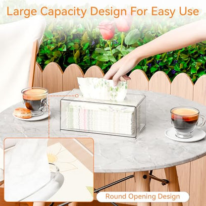 Clear Acrylic Tissue Box Holder with Cover Facial Tissue Dispenser Box Case for Countertop,Clear Plastic Dryer Sheet Container Napkin Organizer for Bathroom, Kitchen,Home,Rectangle - size: 10"X5.2"X4"(Rectangle)