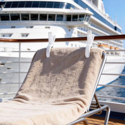 8 Pack Beach Towel Clips for Beach Chairs, Large Heavy Duty Towel Clips for Pool Chair Cruise Boat Lounge Chair, Strong Grip Clothes Pins for Beach, Pool, Camping, Laundry, Beach Accessories - White