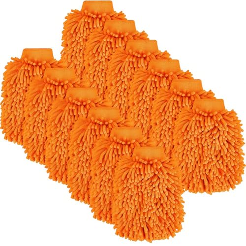 Toulite 16 Pcs Microfiber Wash Mitts, 7.48 x 10.24 Inch, Orange - color: Orange, size: 7.48 x 10.24 Inch