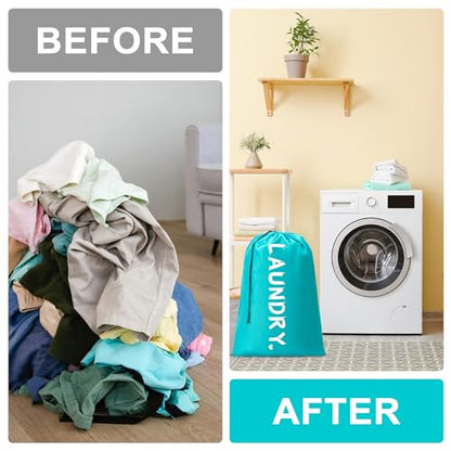 4 Pack Travel Laundry Bag,24" x 36", Extra Large Dirty Clothes Organizer - color: Beige+Light blue+Beige+Light blue, size: 24"x36"