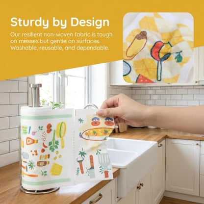 Printed Kitchen Cleaning Cloth Roll, Thick Absorbent Hand-Tear Lazy Cloth - color: Dish