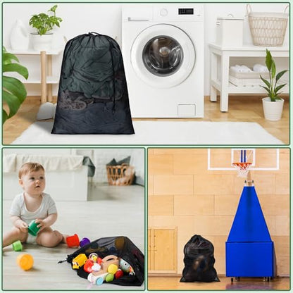 2 Pack Mesh Travel Laundry Bag 28" x 40"Extra Large Dirty Clothes Organizer - color: Champagne+Champagne, size: 28"x40"