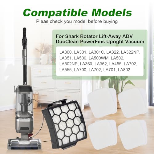 Vacuum Filters Replacement for Shark LA300 LA301 LA322 LA351 LA500 LA502 LA555 LA360 LA362 LA401 LA455 LA702 Rotator Lift-Away ADV DuoClean PowerFins Upright Vacuum 1 HEPA 2 Foam 2 Faux Felt Filters - color: For LA300 etc-1 HEPA Filter, 2 Foam & 2 Faux Fe